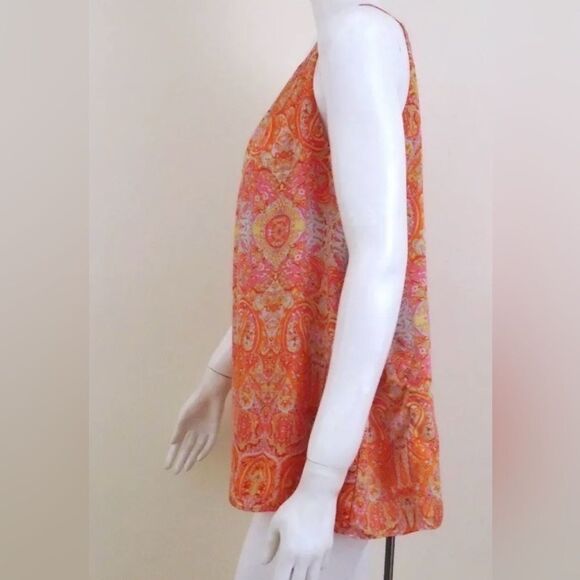 Violet + Claire Size L Orange Paisley Scoop Neck Polyester Sleeveless Cami Tank - Picture 3 of 7
